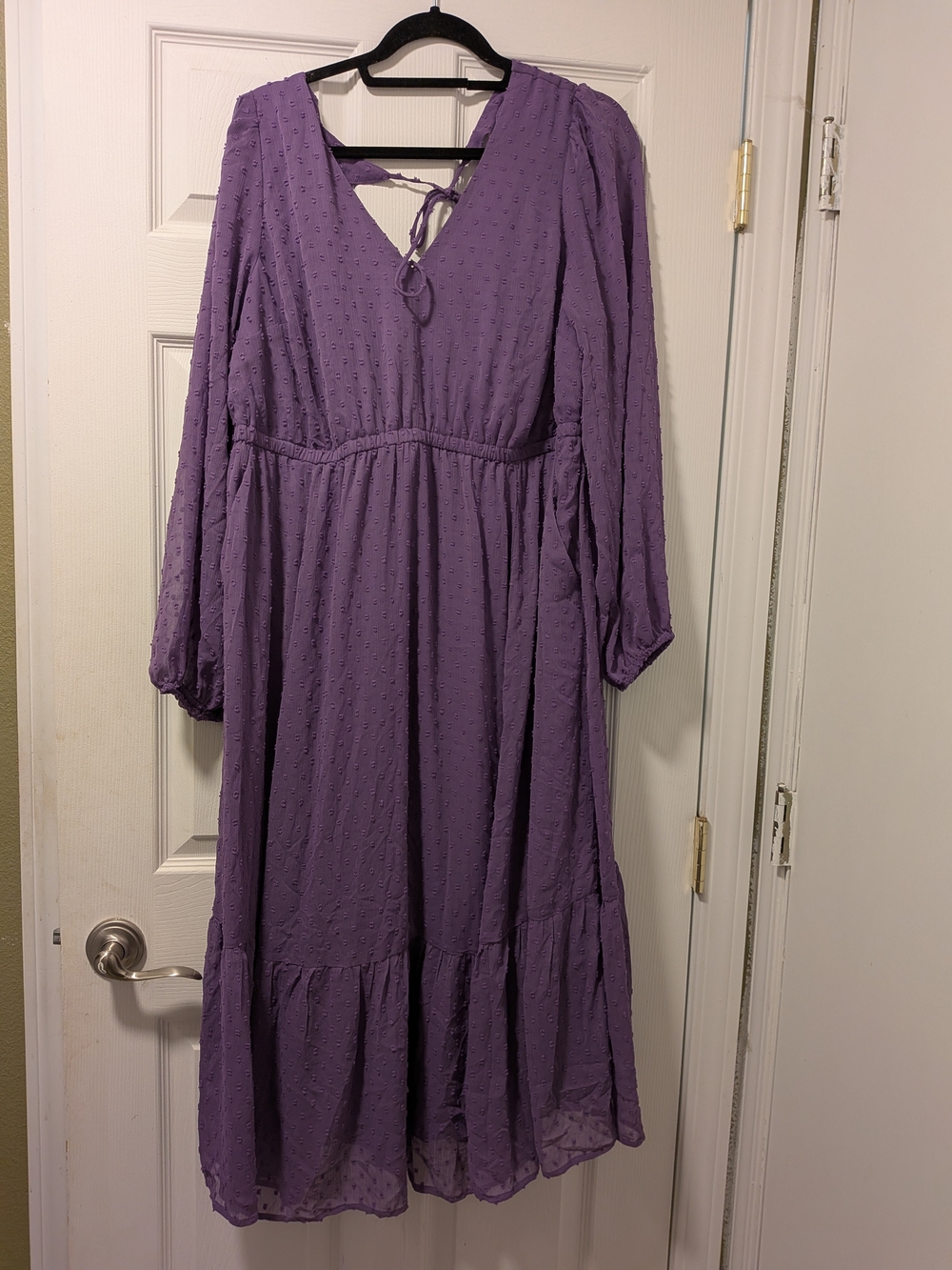 Torrid Purple Sheer Long Sleeve Tie-Back Midi Dress